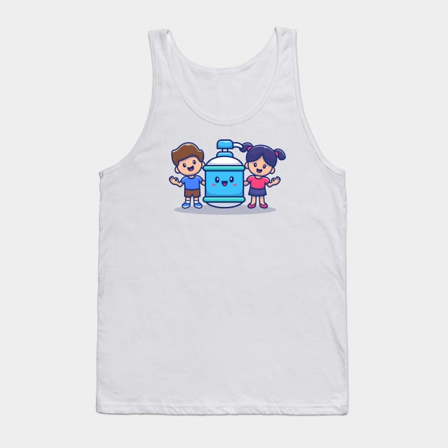 Cute Boy And Girl With Hand Sanitizer Bottle Tank Top by Catalyst Labs